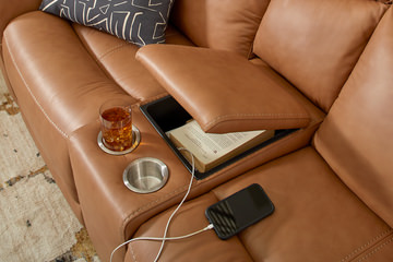 Davidson Leather Power Reclining Loveseat With Console