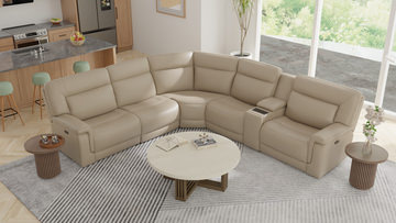 Marie 6 Piece Leather Power Reclining Sectional