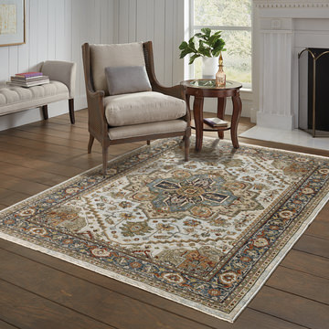 Aberdeen Medallion Ivory Area Rug - 5′3″ X 7′6″