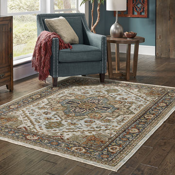 Aberdeen Medallion Ivory Area Rug - 5′3″ X 7′6″
