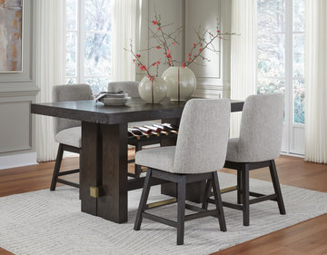 Gilmore Counter Table With 4 Swivel Counter Stools