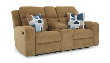 Lindy Reclining Loveseat with Console - Honey