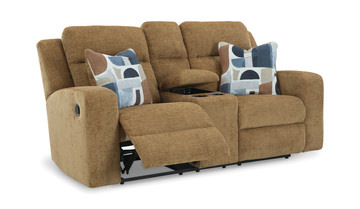 Lindy Reclining Loveseat with Console - Honey