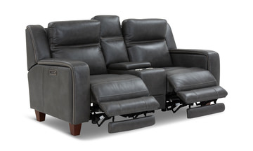 Hershal Leather Power Reclining Loveseat With Console