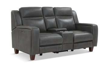 Hershal Leather Power Reclining Loveseat With Console