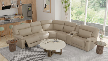 Marie 6 Piece Leather Power Reclining Sectional