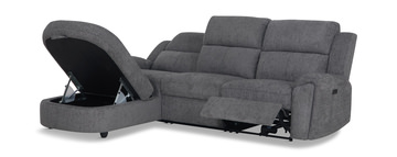 Maya 3 Piece Power Reclining Sectional with Left Chaise - Graphite