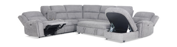 Maya 6 Piece Power Reclining Sectional with Right Chaise - Platinum
