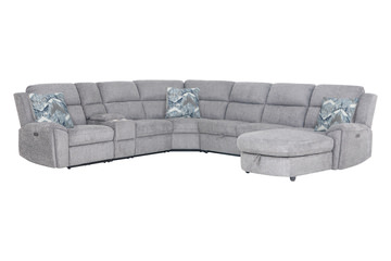 Maya 6 Piece Power Reclining Sectional with Right Chaise - Platinum