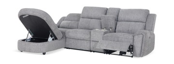 Maya 4 Piece Power Reclining Sectional with Left Chaise - Platinum