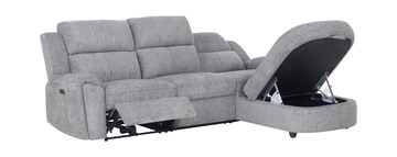 Maya 3 Piece Power Reclining Sectional with Right Chaise - Platinum