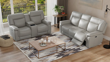 Marie Leather Power Console Loveseat