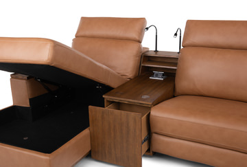 Ramsey Leather Reclining Sofa With Chaise