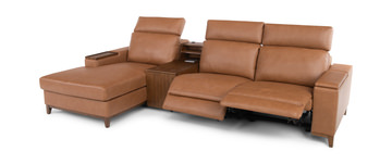 Ramsey Leather Reclining Sofa With Chaise