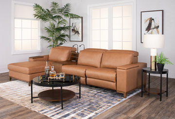 Ramsey Leather Reclining Sofa With Chaise