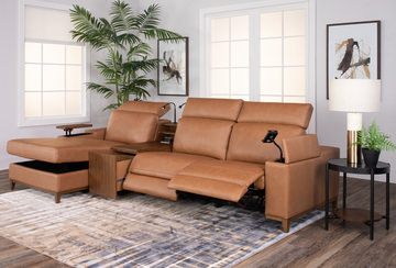 Ramsey Leather Reclining Sofa With Chaise