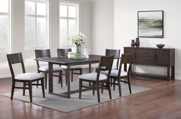 Bryndis Rectangular Table With 4 Wood Panel Back Chairs