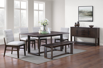 Bryndis Rectangular Table With 4 Upholstered Chairs And Bench