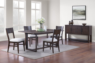 Bryndis Rectangular Table With 4 Wood Panel Back Chairs