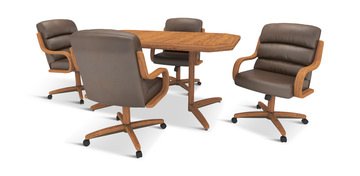 Sara Table With 4 Casual Style Mocha Tilt Swivel Caster Chairs