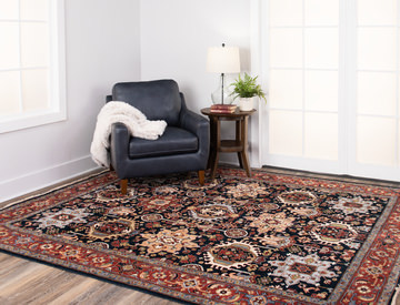 Kashi Navy/Rust Area Rug - 7′9″ x 9′9″ 