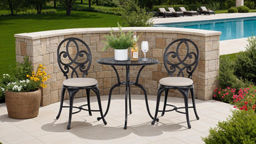 Caroline 3 Piece Bistro Set With Seat Pads  