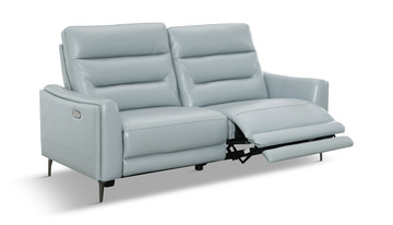 Rosita Leather Power Reclining Sofa - Aqua