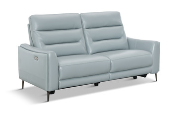 Rosita Leather Power Reclining Sofa - Aqua