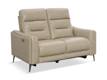 Rosita Leather Power Reclining Loveseat - Stone