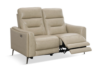 Rosita Leather Power Reclining Loveseat - Stone