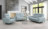 Rosita Leather Power Reclining Sofa - Aqua thumbnail 5