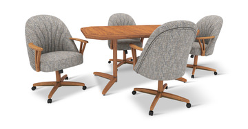 image Sara Table With 4 Casual Style Fonzo Marble Tilt Swivel Caster Chairs