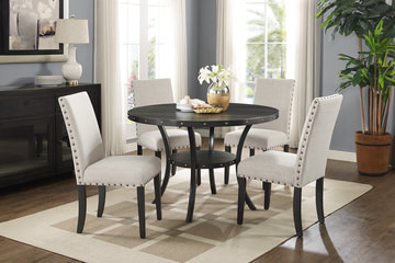 Crispin 48″ Round Table With 4 Upholstered Chairs
