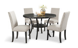 Crispin 48″ Round Table With 4 Upholstered Chairs thumbnail 1