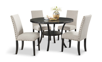 image Crispin 48″ Round Table With 4 Upholstered Chairs