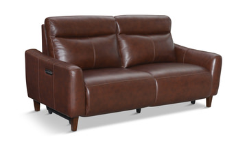 Bayfield Leather Power Sofa - Chocolate