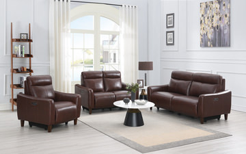 Bayfield Leather Power Sofa - Chocolate