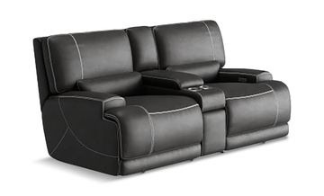 Valeur Leather Power Reclining Loveseat With Console