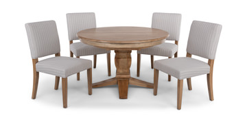 Java Round Table With 4 Brooke Upholstered Chairs