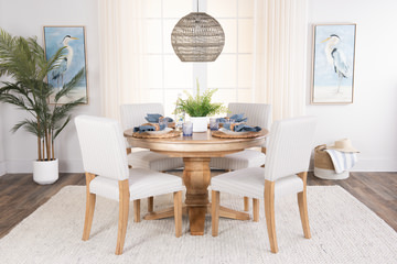 Java Round Table With 4 Brooke Upholstered Chairs