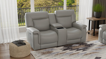 Marie Leather Power Console Loveseat