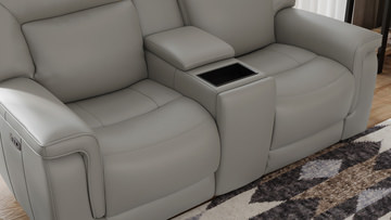 Marie Leather Power Console Loveseat