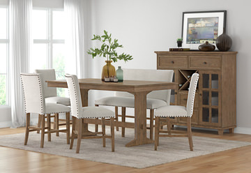 Lakeland Counter Table With 4 Counter Stools And Counter Bench