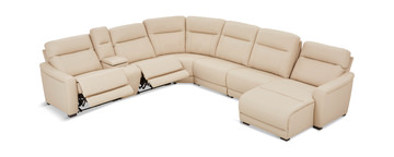 Newport 7 Pc Leather Power Reclining Modular Sectional - Right Facing Chaise