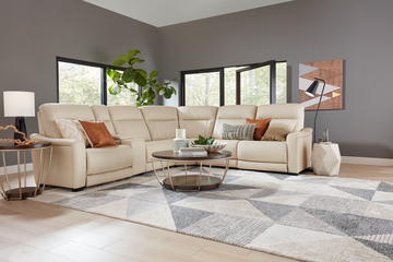 Newport 6 Piece Leather Power Reclining Modular Sectional