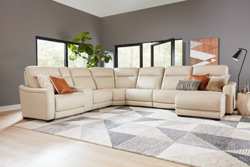 Newport 7 Pc Leather Power Reclining Modular Sectional - Right Facing Chaise
