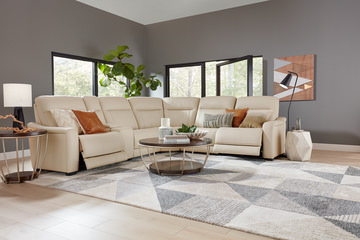 Newport 6 Piece Leather Power Reclining Modular Sectional