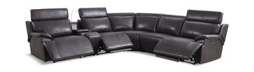 Judith 6 Piece Leather Power Reclining Sectional - Chocolate