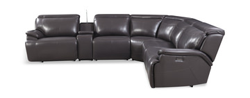 Judith 6 Piece Leather Power Reclining Sectional - Chocolate