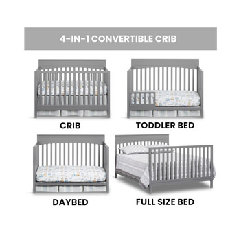 Fallon 4-In-1 Convertible Crib - Grey